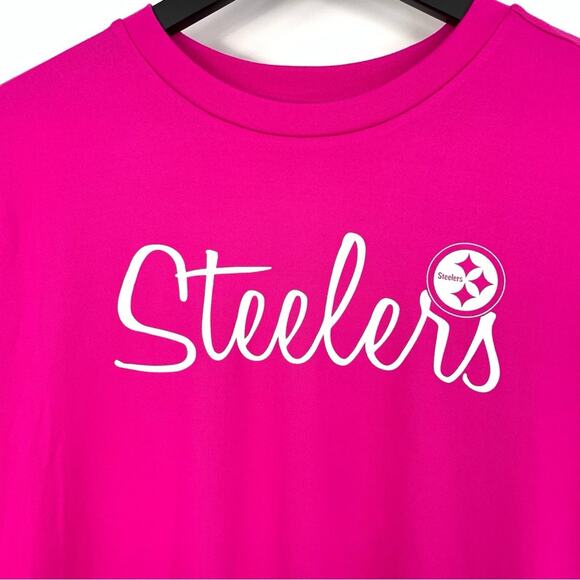 NWT STEELERS Sleepwear T-Shirt Neon Pink White L - Picture 3 of 7